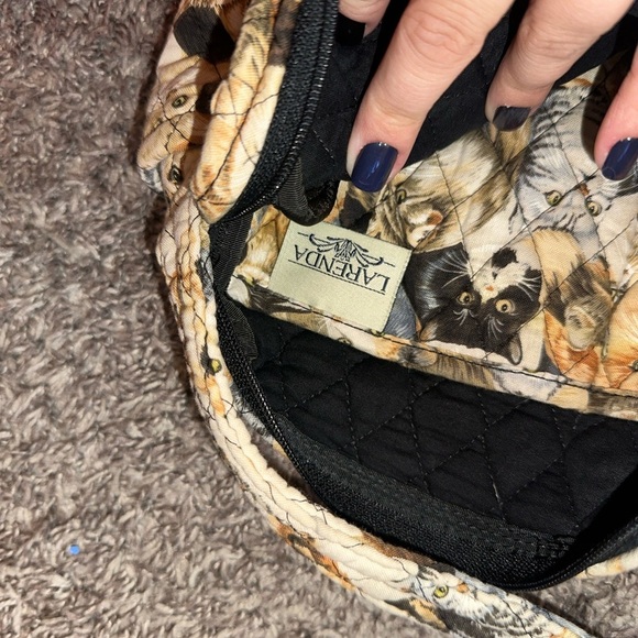 Vintage Larenda Stitched Kitty Cat Quilted Crossbody Handbag - Picture 6 of 13